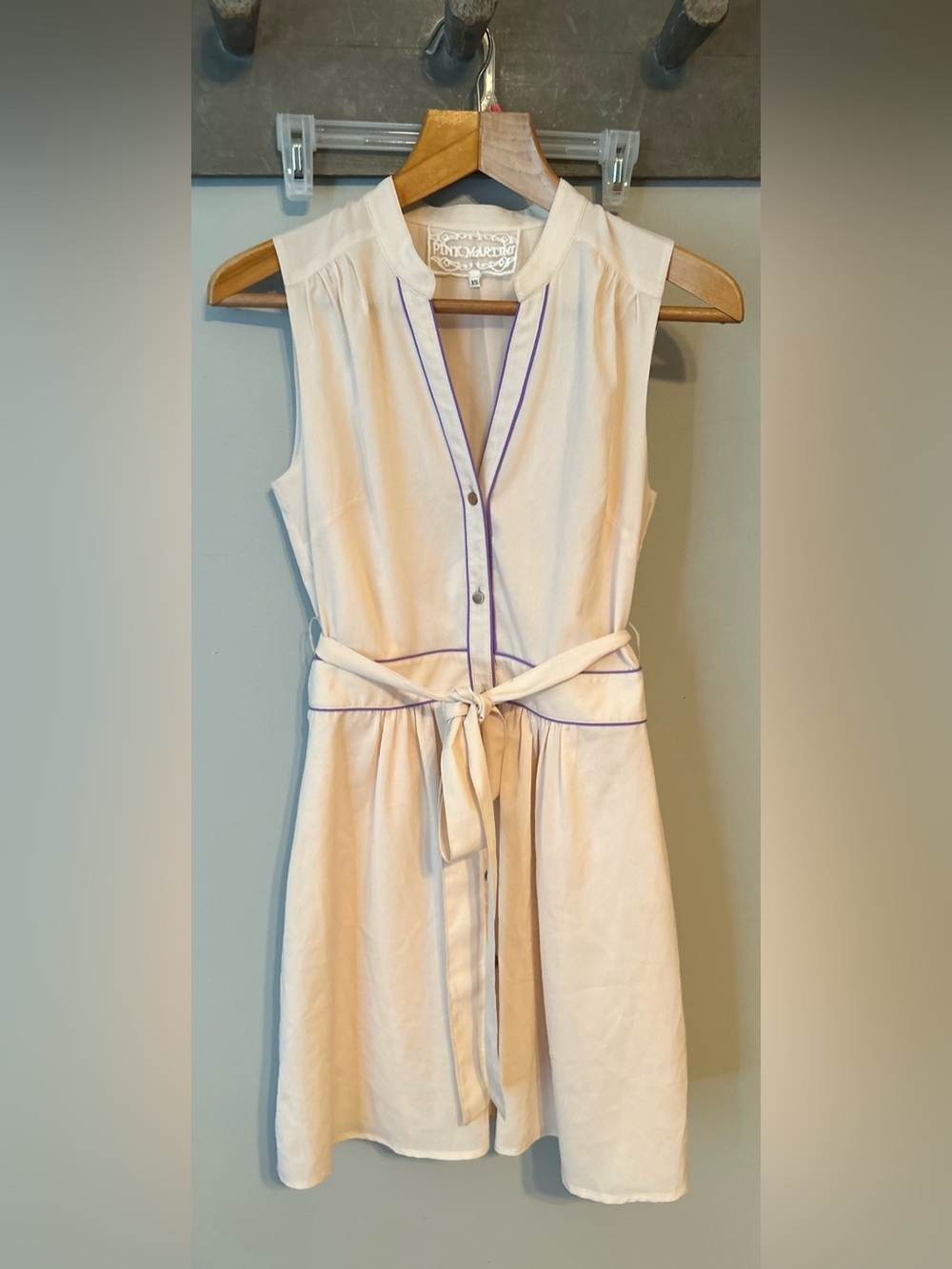 ✌️4 for $20✌️ Pink martini Shirt Dress with Contrast Piping in Light Beige - Picture 2 of 15